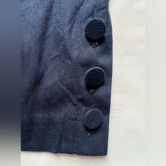 J.JILL linen stretch navy crop pants button ankle waist 36"-42" - Picture 3 of 9